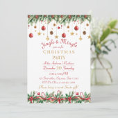 Jingle and Mingle Christmas Party Invitation Kaart (Staand voorkant)