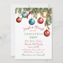 Jingle and Mingle Christmas Party Invitation Kaart