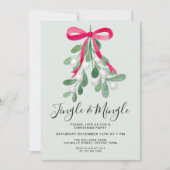 Jingle And Mingle Green Mistletoe Christmas Party Kaart (Voorkant)