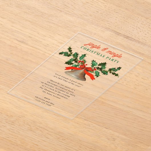 Jingle and Mingle Holiday Christmas Party Acryl Uitnodigingen (Laagn)