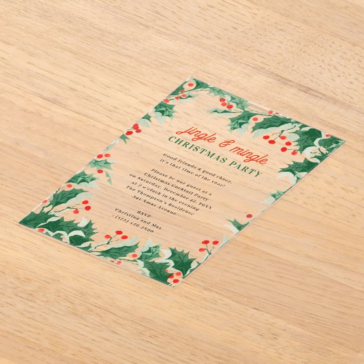 Jingle and Mingle Holiday Christmas Party Acryl Uitnodigingen (Laagn)