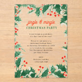 Jingle and Mingle Holiday Christmas Party Acryl Uitnodigingen (Voorkant)
