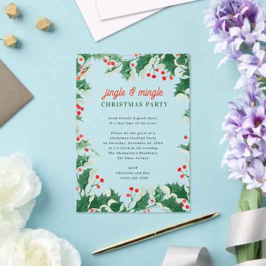 Jingle and Mingle Holiday Christmas Party Acryl Uitnodigingen (Insitu (Huwelijk))