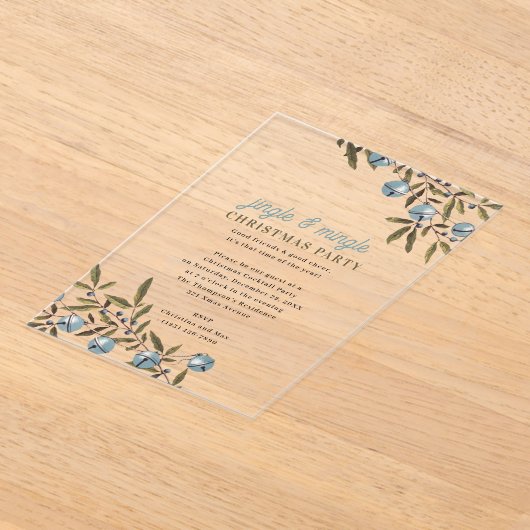 Jingle and Mingle Holiday Christmas Party Acryl Uitnodigingen (Laagn)