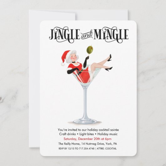 Jingle and Mingle Holiday Cocktail Martini Kaart (Voorkant)