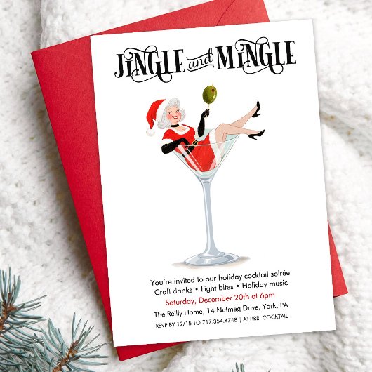 Jingle and Mingle Holiday Cocktail Martini Kaart