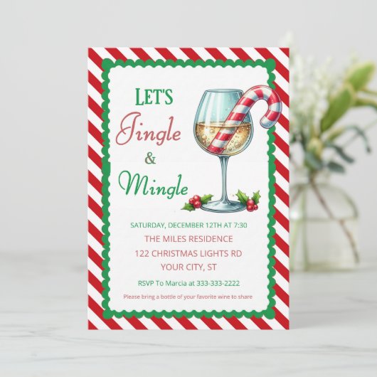 Jingle and Mingle Holiday Cocktail Party Kaart (Staand voorkant)