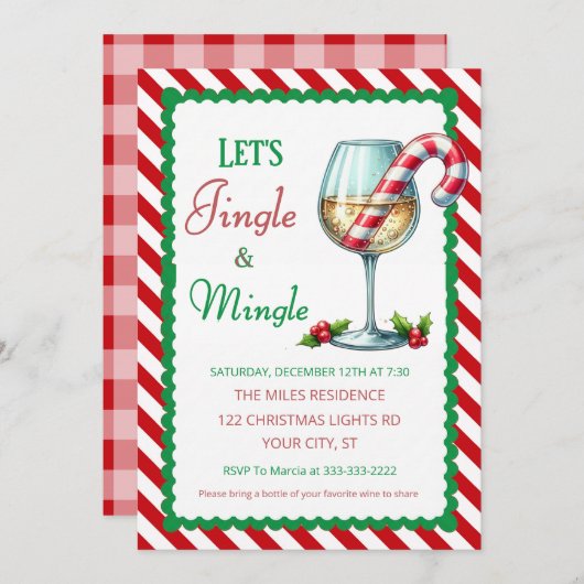 Jingle and Mingle Holiday Cocktail Party Kaart (Voorkant / Achterkant)