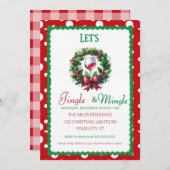 Jingle and Mingle Holiday Cocktail Party Kaart (Voorkant / Achterkant)
