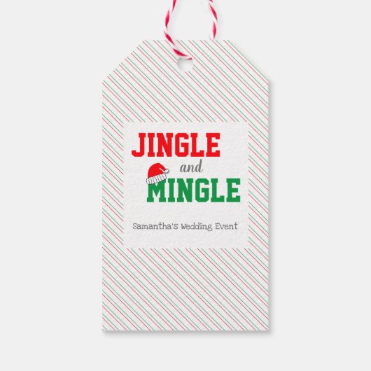 Jingle and Mingle Kerstbruilding Event Cadeaulabel (Achterkant)
