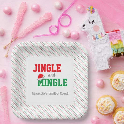 Jingle and Mingle Kerstbruilding Event Papieren Bordje (Feest)