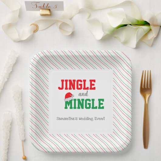 Jingle and Mingle Kerstbruilding Event Papieren Bordje (Huwelijk)