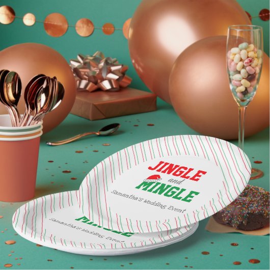 Jingle and Mingle Kerstbruilding Event Papieren Bordje (Multi)