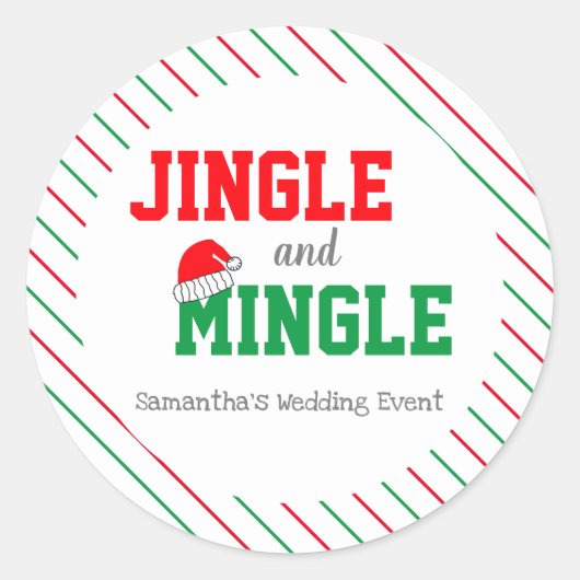 Jingle and Mingle Kerstbruilding Event Ronde Sticker (Voorkant)