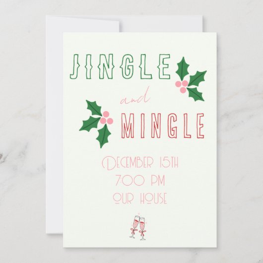 Jingle and Mingle Kerstfeest Uitnodiging (Voorkant)
