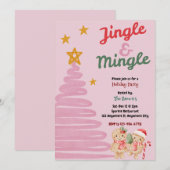 Jingle And Mingle Kerstfeest Uitnodiging (Voorkant / Achterkant)