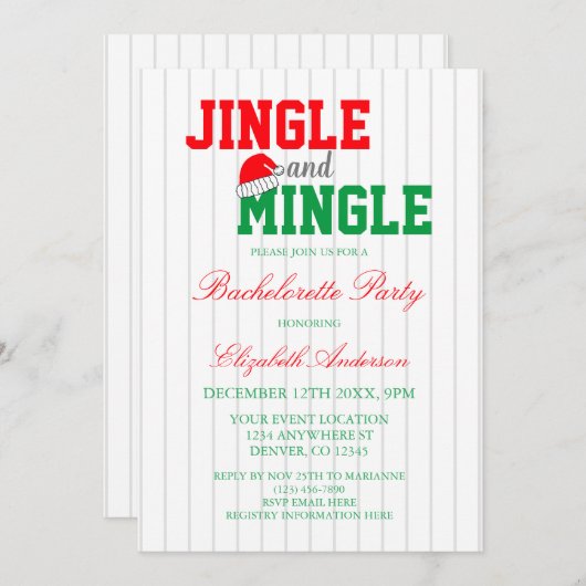 Jingle and Mingle Kerstmis Bachelorette Party Kaart (Voorkant / Achterkant)