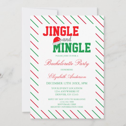Jingle and Mingle Kerstmis Bachelorette Party Kaart (Voorkant)