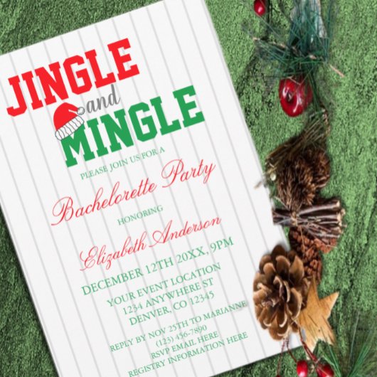 Jingle and Mingle Kerstmis Bachelorette Party Kaart