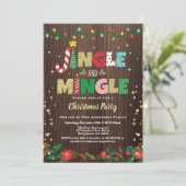 Jingle and Mingle Kerstparty roestvrij hout Kaart (Staand voorkant)