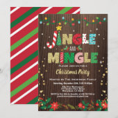 Jingle and Mingle Kerstparty roestvrij hout Kaart (Voorkant / Achterkant)