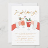 Jingle And Mingle Minimaal Kerst Cocktaailfeestje Kaart (Voorkant)