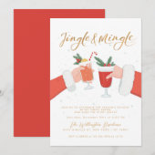 Jingle And Mingle Minimaal Kerst Cocktaailfeestje Kaart (Voorkant / Achterkant)