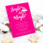 Jingle and mingle roze script kerstparty kaart