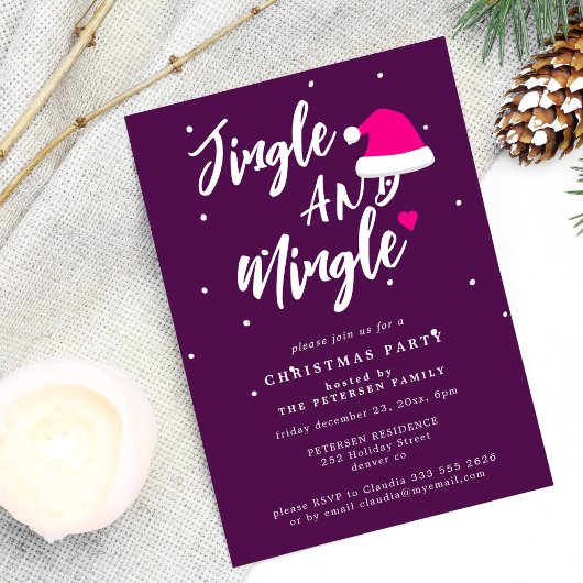 Jingle and mingle script Kerstparty paars Kaart