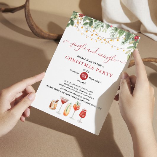  jingle and Mingle String Christmas Cocktail Party Kaart