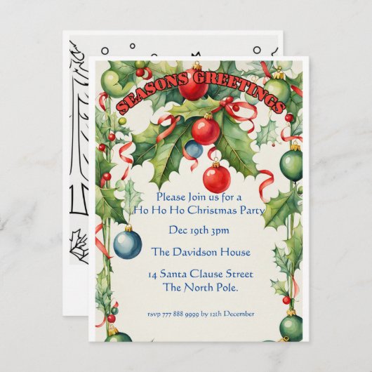 Jingle and Mingle: Uitnodiging voor een kerstfeest (Voorkant / Achterkant)