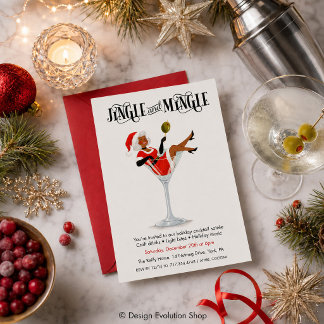 Jingle and Mingle Vakantie Cocktail Martini Kaart