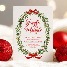 Jingle And Mingle Wreath Christmas Party Kaart