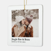 Jingle Bae & Beau – Vierkant Keramisch paar Foto Keramisch Ornament (Links)