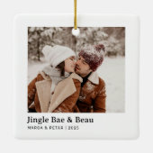 Jingle Bae & Beau – Vierkant Keramisch paar Foto Keramisch Ornament (Achterkant)