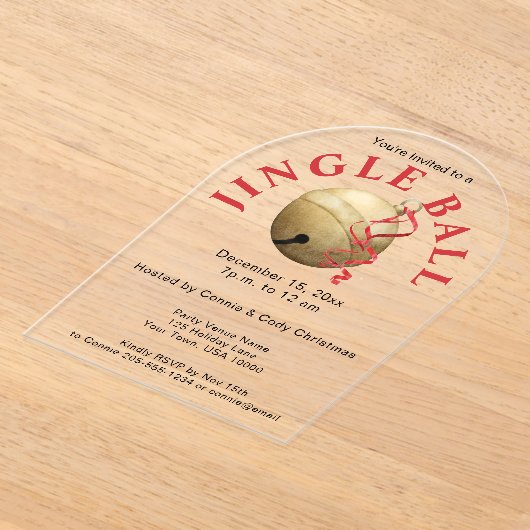JINGLE BALL, ELEGANTE ACRYL VAKANTIE UITNODIGING (Laagn)
