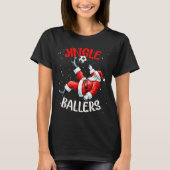 Jingle Ballers Funny Santa Football Christmas Socc T-shirt (Voorkant)