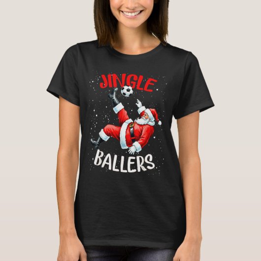 Jingle Ballers Funny Santa Football Christmas Socc T-shirt (Voorkant)