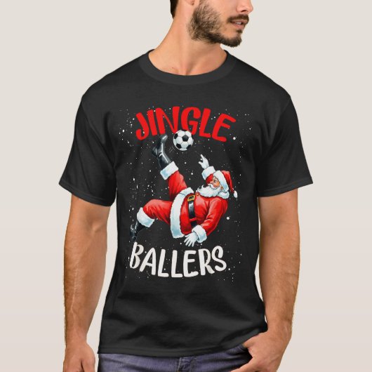 Jingle Ballers Funny Santa Football Christmas Socc T-shirt (Voorkant)