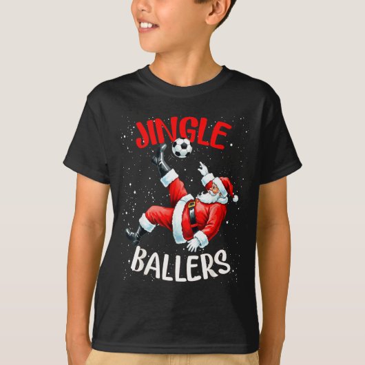 Jingle Ballers Funny Santa Football Christmas Socc T-shirt (Voorkant)