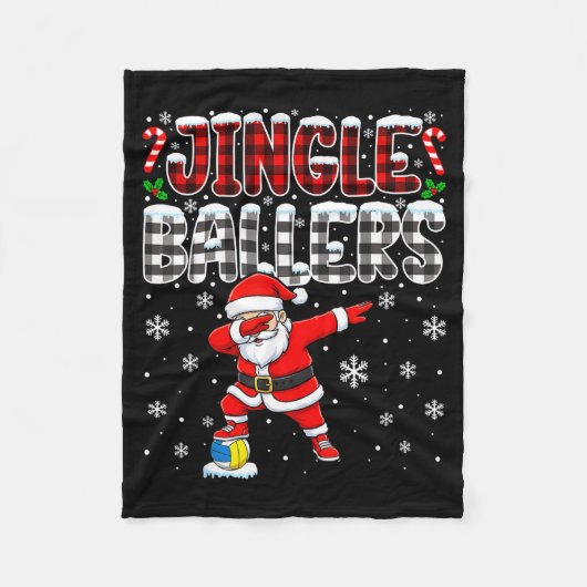 Jingle Ballers Plaid Santa Dabbing Volleyball Chri Fleece Deken (Voorkant)
