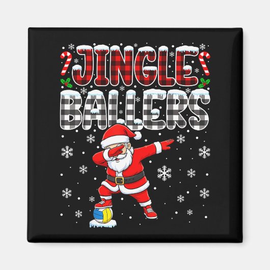 Jingle Ballers Plaid Santa Dabbing Volleyball Chri Magneet (Voorkant)