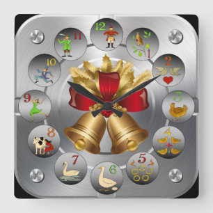 Jingle Balls ~ De 12 dagen van Kerstmis ~ Vierkante Klok