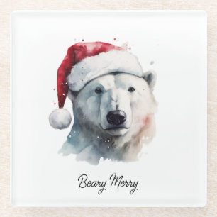 Jingle Bear Joy, op maat gemaakt Glazen Onderzetter