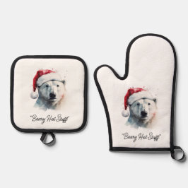 Jingle Bear Joy, op maat Ovenwant & Pannenlap Set