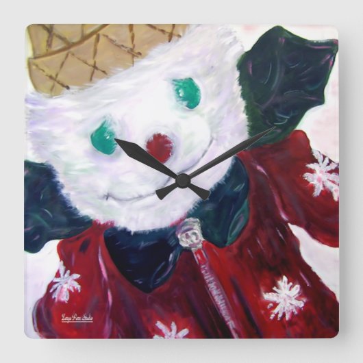 Jingle Beer Vierkante Klok (Voorkant)