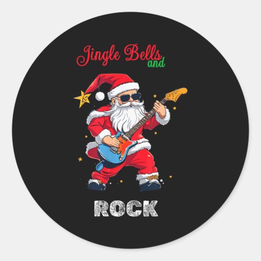 Jingle Bell And Rock Christmas Santa Rolling Playi Ronde Sticker (Voorkant)