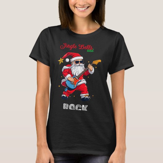 Jingle Bell And Rock Christmas Santa Rolling Playi T-shirt (Voorkant)