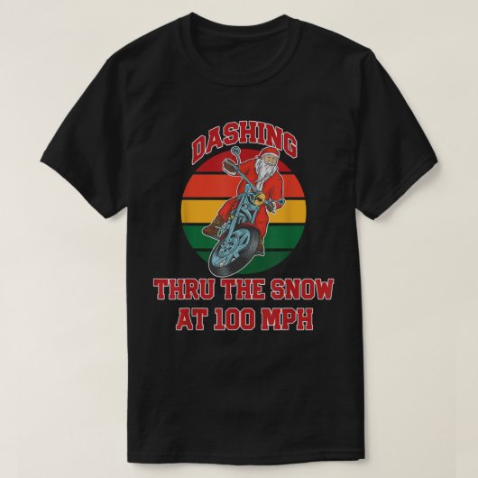 Jingle Bell Biker Santa, Dashing Through The Snow T-shirt (Design voorkant)