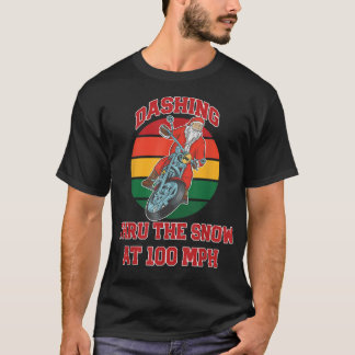 Jingle Bell Biker Santa, Dashing Through The Snow  T-shirt